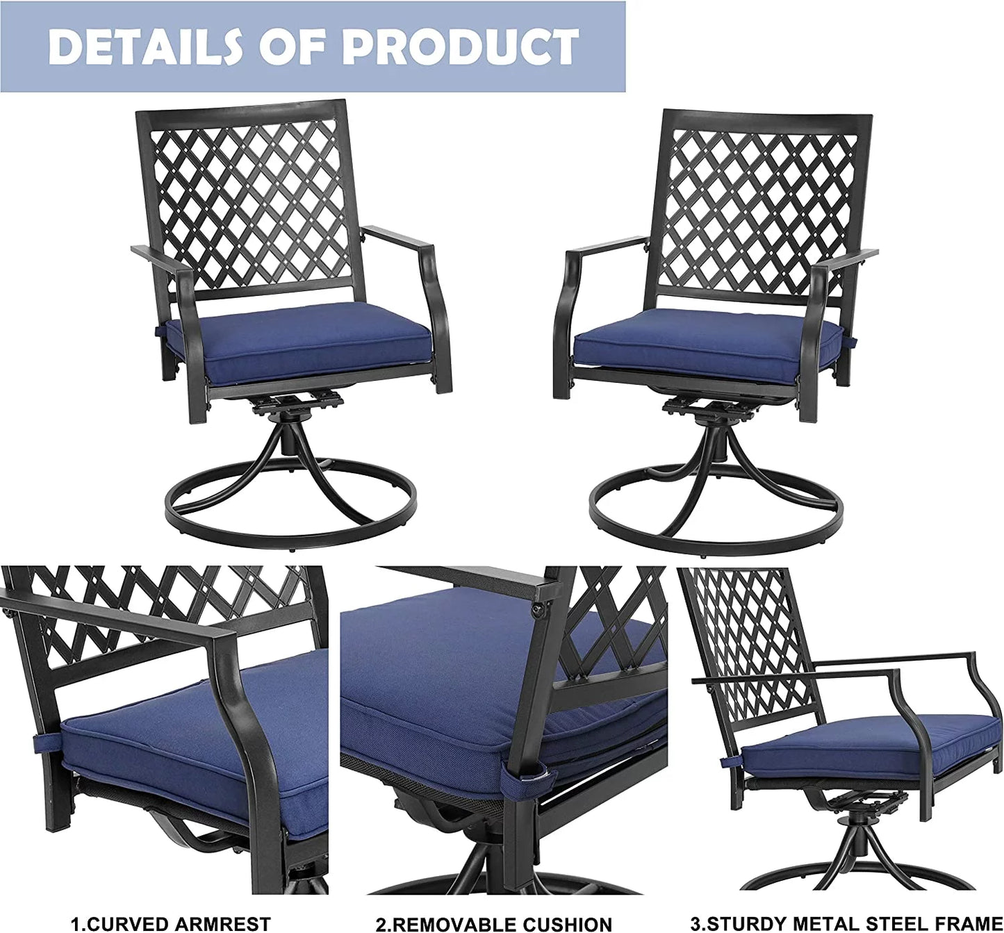 Chairs Dining Rocker Set 2 Patio With Swivel Cushion Chairs Outdoor Metal Of Furniture