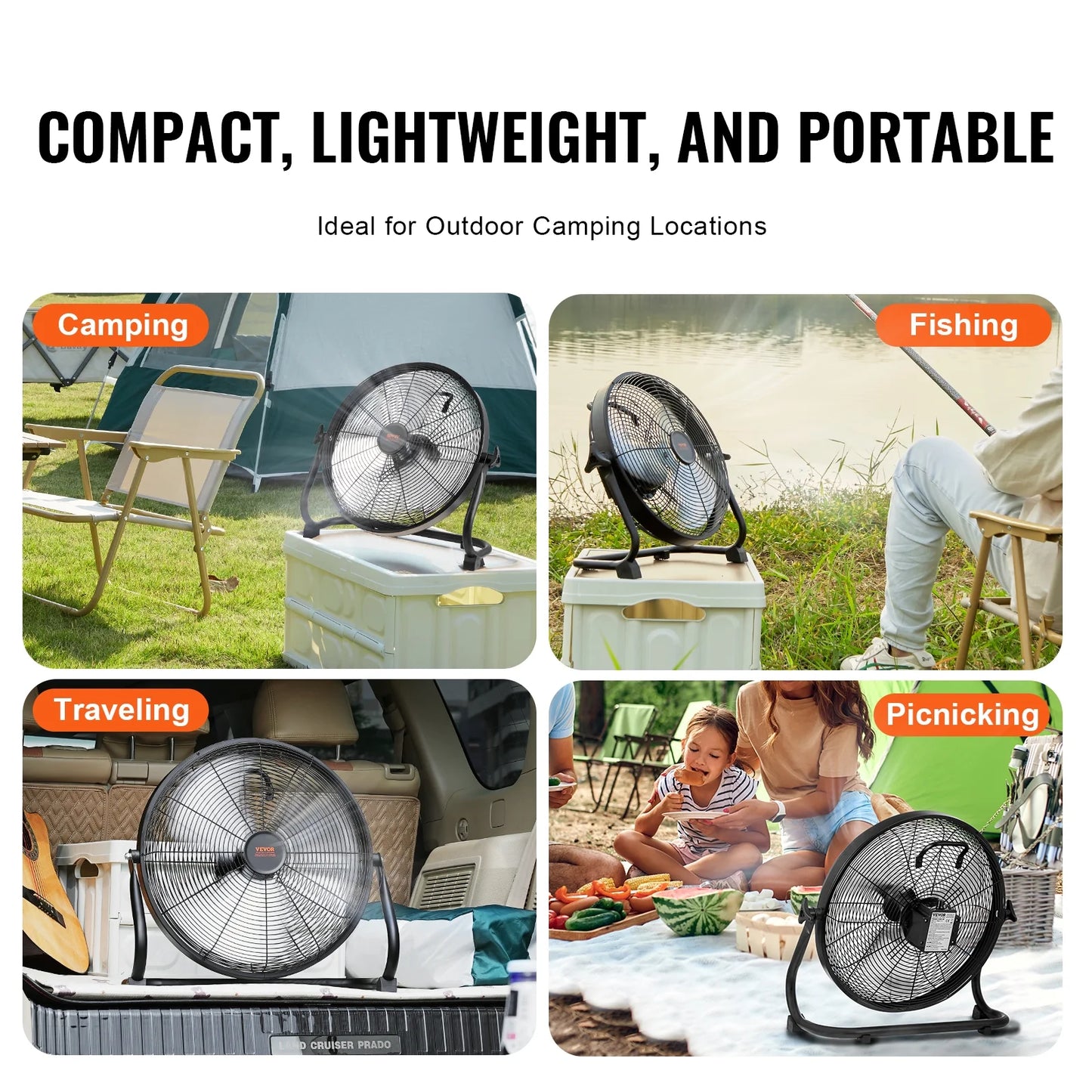 Cordless Fans Variable Tilt Heavy 360 SKYSHALO 16-inch Fan Degree Metal Speed Duty