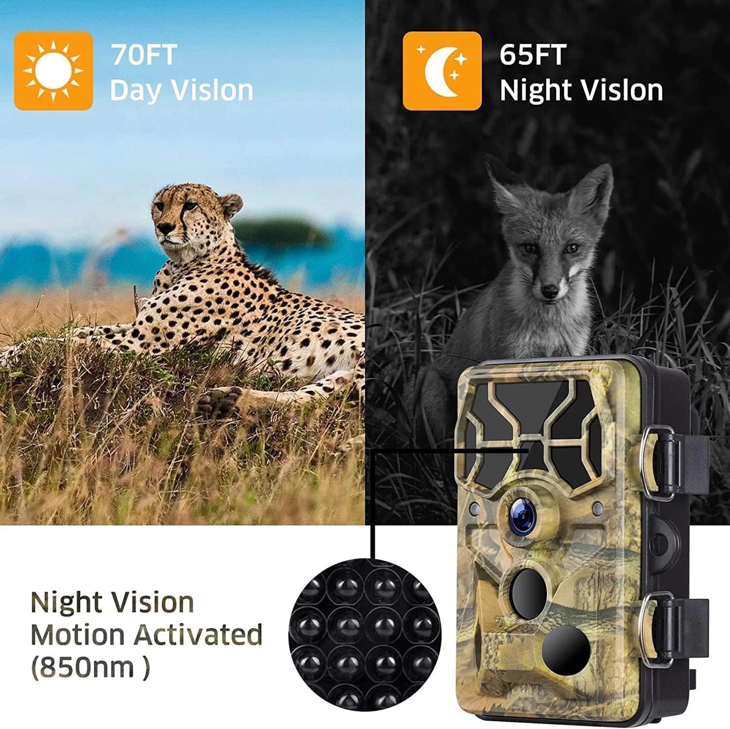 CAMPARK 30MP 1296P Camera Wildlife with for Waterproof Night Camera with Infrared WiFi Game Bluetooth IP66 Camera Hunting Trail Monitoring Trail Activated Motion Vision