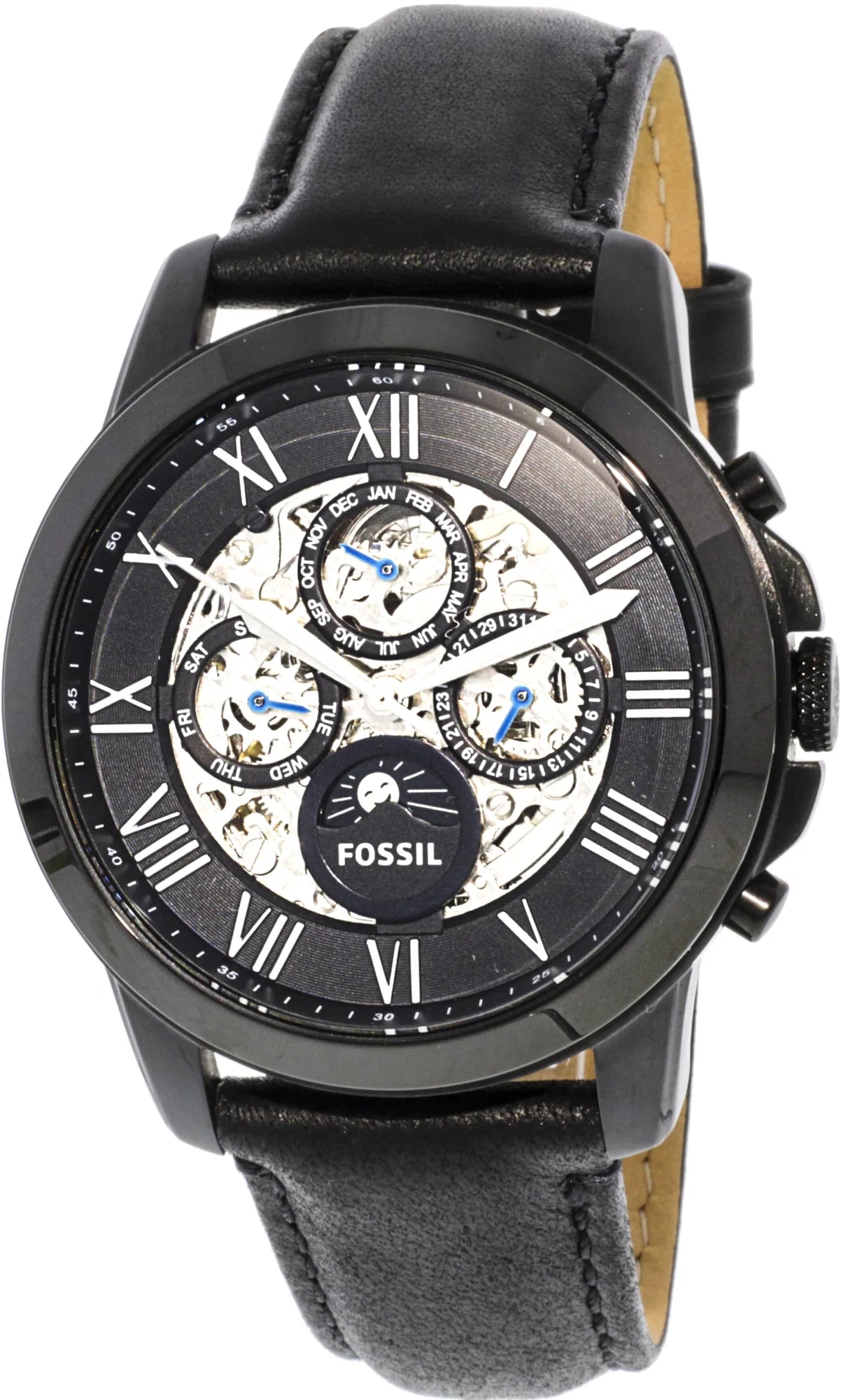 Leather Japanese Fashion Fossil Automatic Men's ME3028 Black Grant Watch