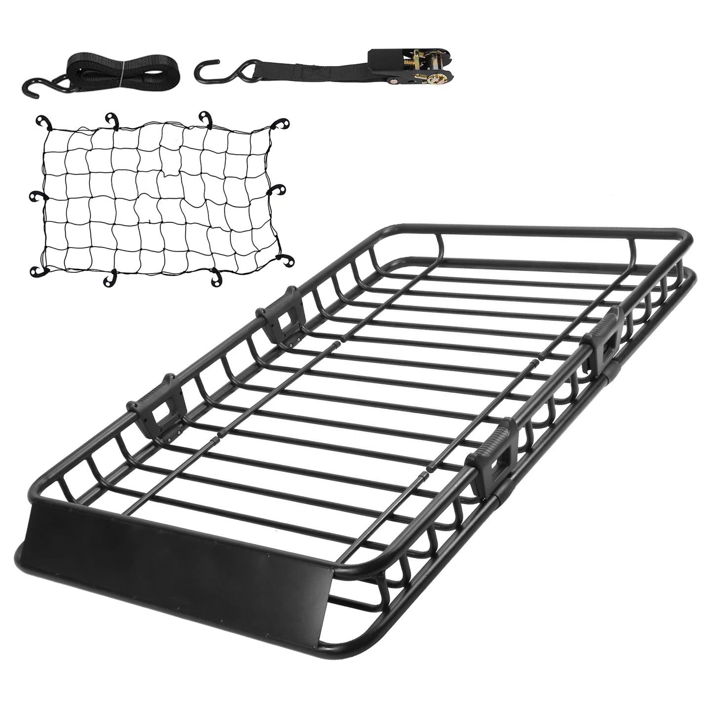 Roof iMounTEK Elastic with Rack 220lbs Capacity Heavy Universal Top Basket Luggage Black Car Hook Cargo Holder Duty Cargo Rack Carrier Strap Net 63x39x6.3in,