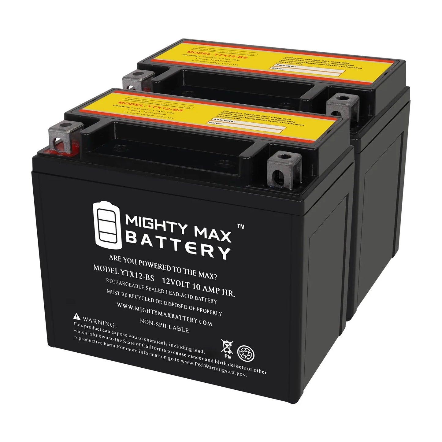 12V with Replacement 2 GSX-R1000, Pack compatible Z 10Ah YTX12-BS Battery - Suzuki 01-04