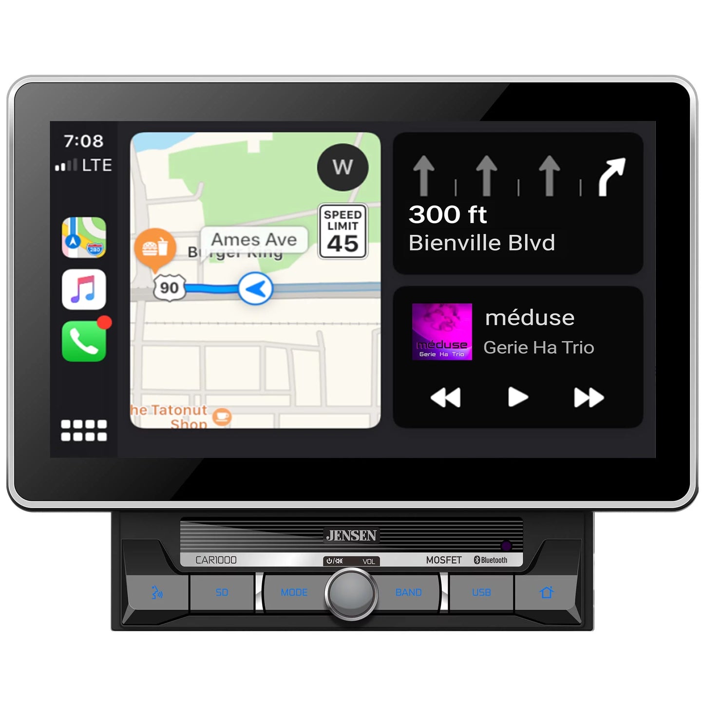 Android Mechlesss LCD & CAR1000 2 Jensen Din in. 10 Carplay Auto