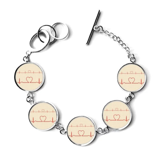 Charm Design Electrocardiogram Jewelry Bangle Pattern Bracelet Heart Chain