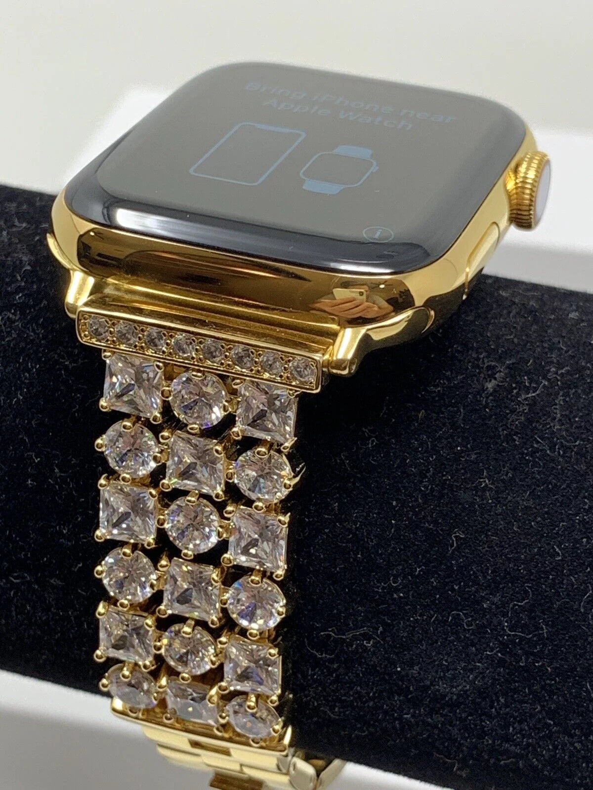 Plated 44MM Diamond iWatch Rhinestones Band Link Gold LTE Gold SERIES 5 24K