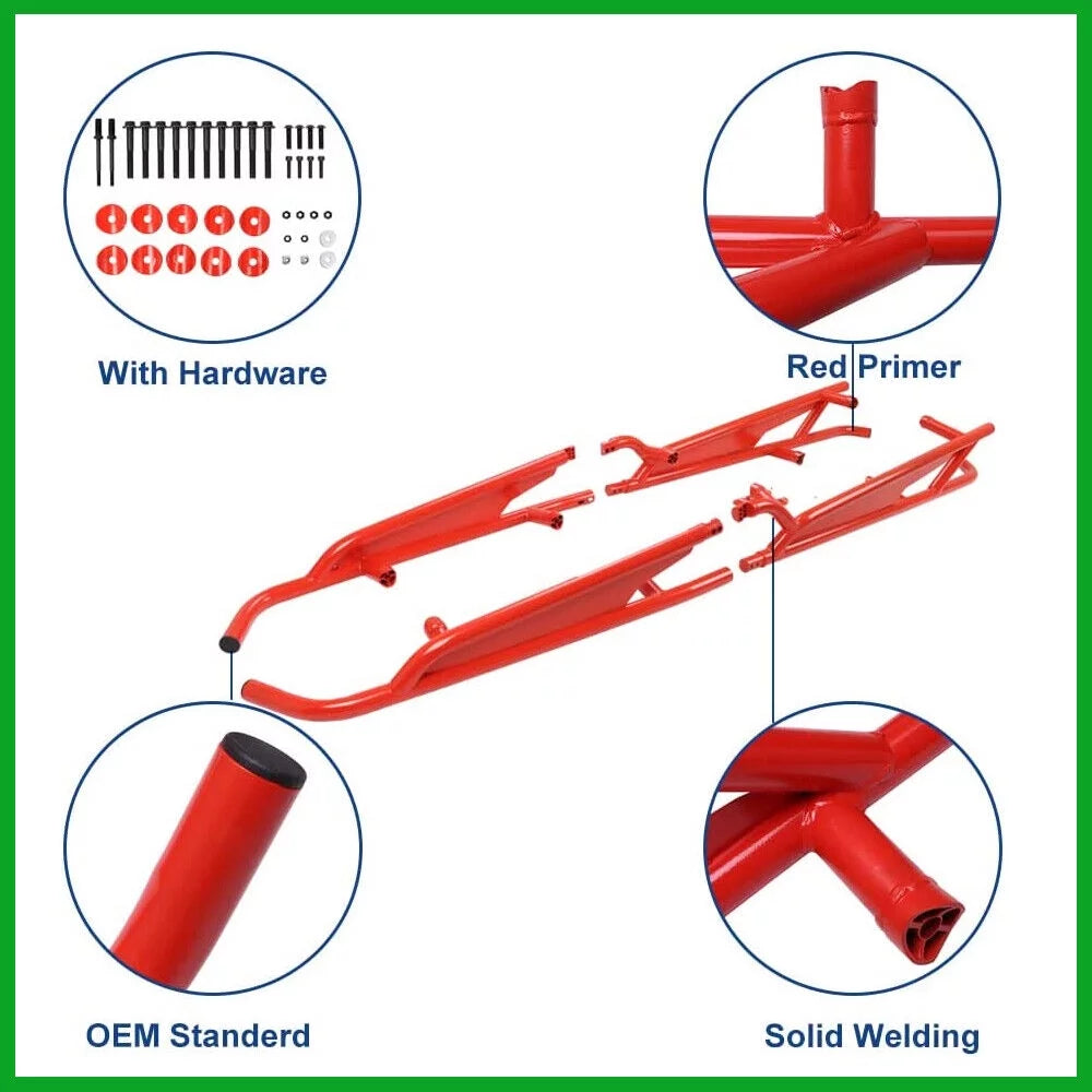 2017-2021 Rock Sliders Can-Am ELITEWILL 4 Seater RED Nerf - Max Maverick Bars X3 for