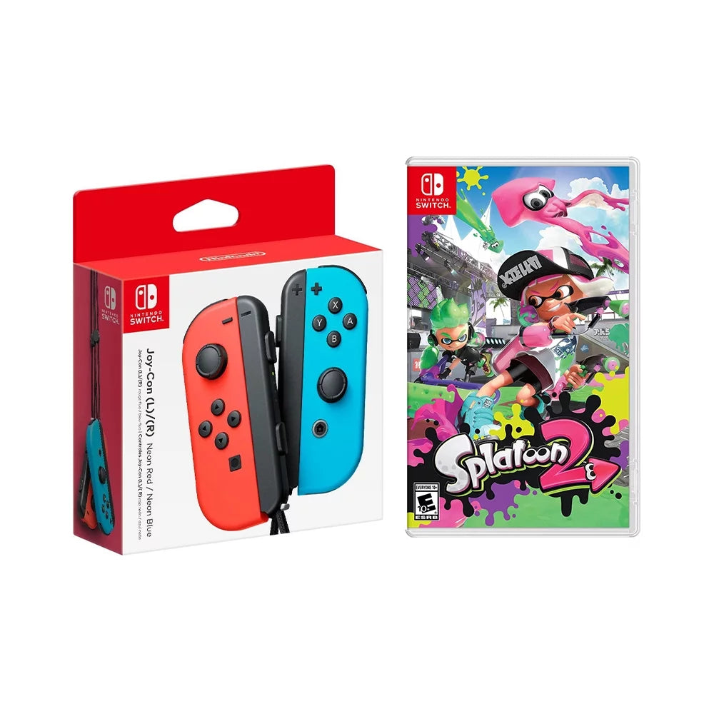 2 + Console Neon Included Blue Joy-Con (Game Red/Neon Console (L/R)- Nintendo Included, Splatoon Disc), Not Not Switch