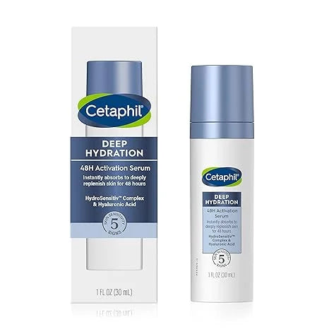 Skin, Skincare E B, Hydration 48 & Serum, 1 Cetaphil Hr Deep Vitamin fl Recommended Hyaluronic Dermatologist Dry, oz, for Face Moisturizer With Sensitive 48Hr Brand Sensitive Activation Acid,