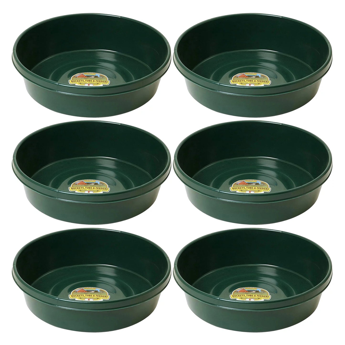 Little Livestock Pan, (6 Pack) 3 Gallon Giant Green Flat Farm Feed Utility