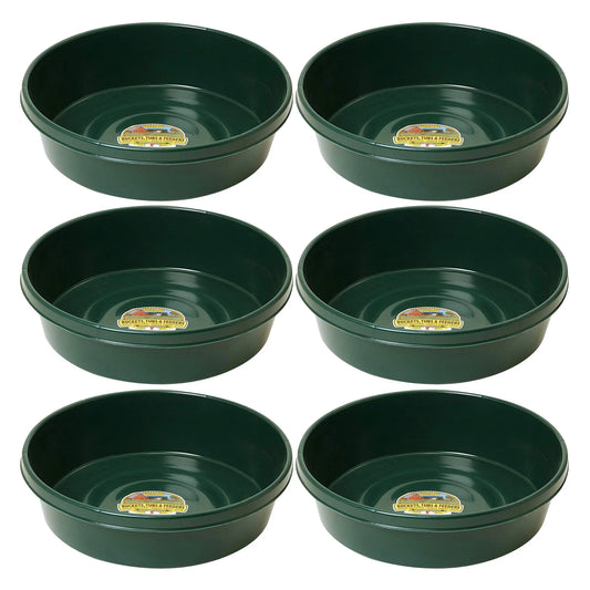 Little Livestock Pan, (6 Pack) 3 Gallon Giant Green Flat Farm Feed Utility