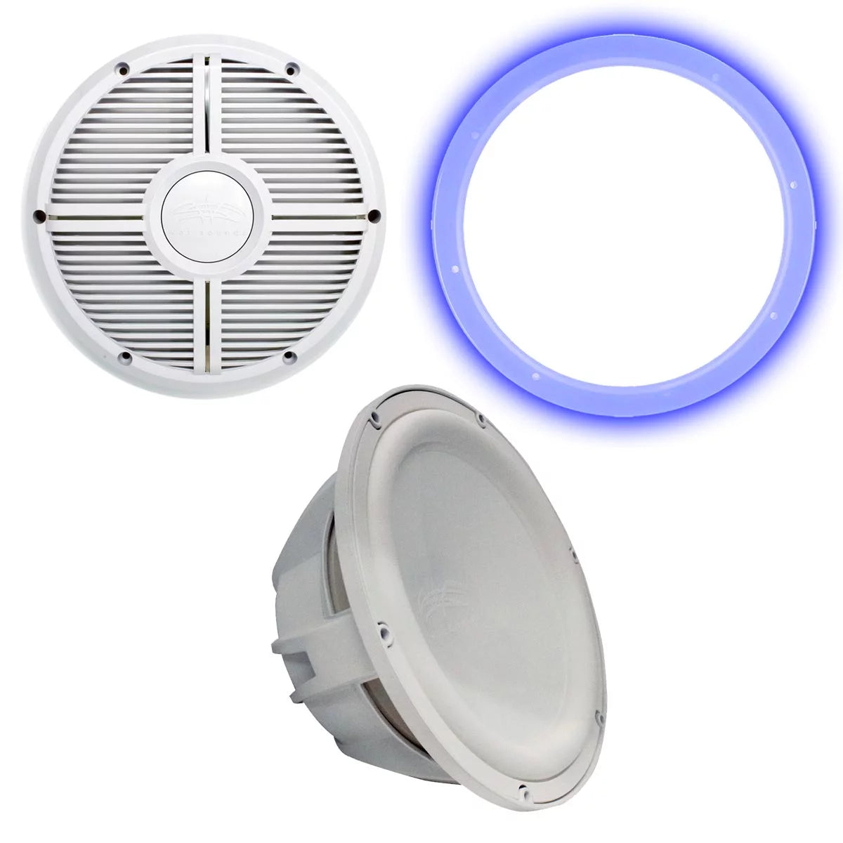 4 Grill, Subwoofer, Ring Grill - & White RGB - Wet Subwoofer 12" Revo LED Face & Sounds Ohm White XW Closed