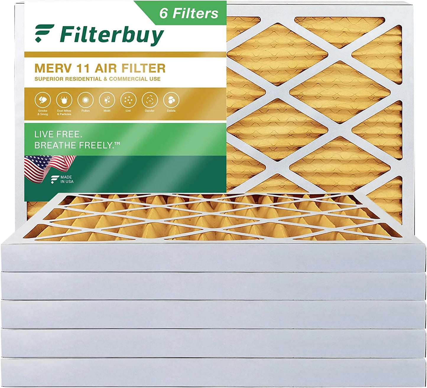 (6-Pack) Filters Air MERV Furnace 11 8x20x2 AC HVAC Pleated Filterbuy