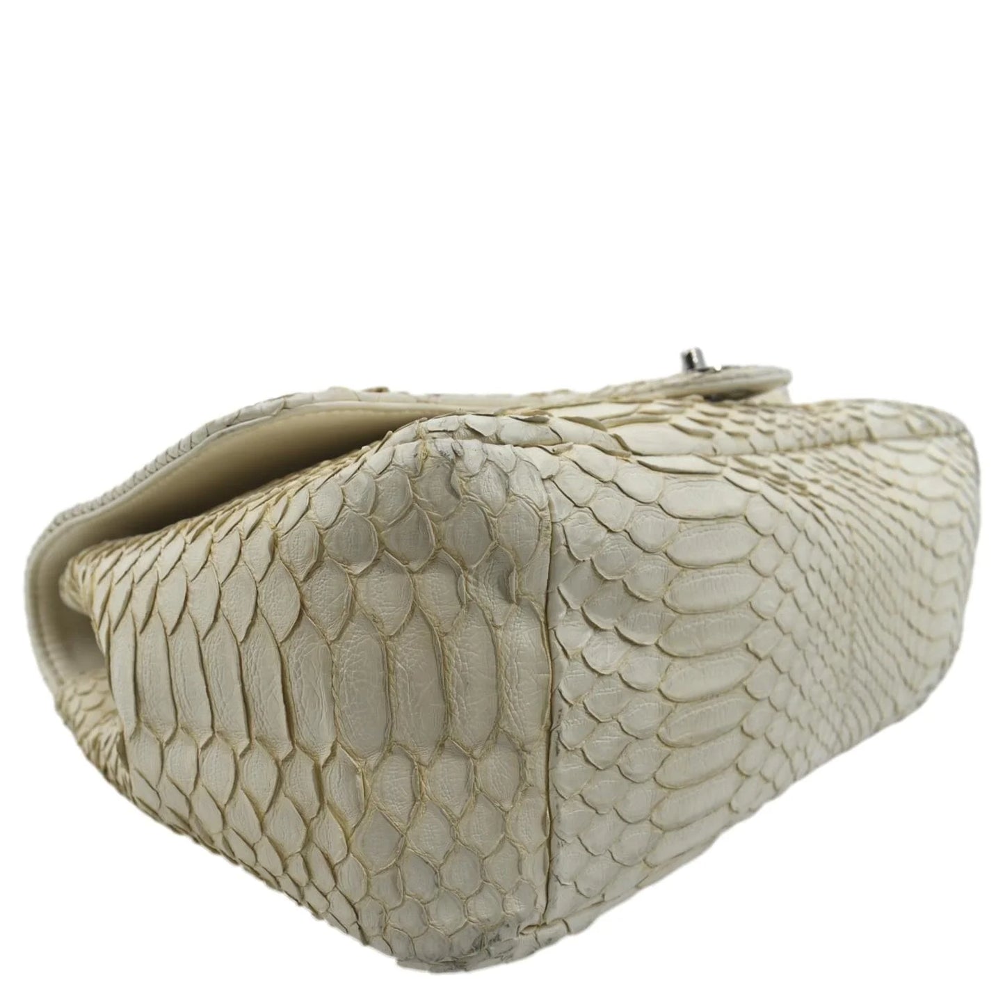 CHANEL Crossbody Pre-Owned Leather Ivory Flap Python Bag