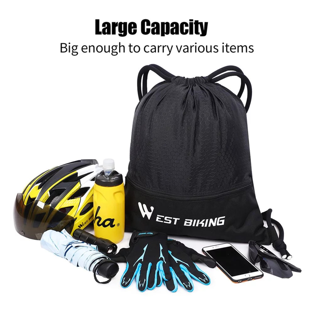 Bag BIKING WEST Outdoor Backpack, Sackpack Sports Drawstring Black