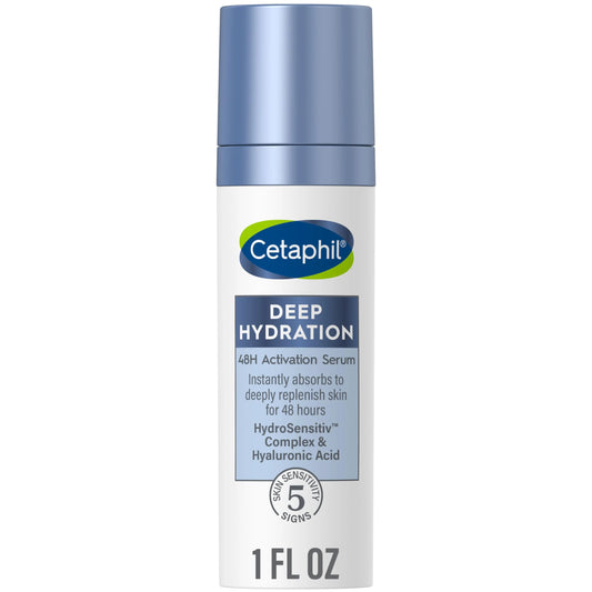 48 Dry Fl E Skin Vitamin Fragrance Activation Hydration Moisturizer Sensitive Hyaluronic Skin, Cetaphil Deep For Face 48Hr Recommended Dermatologist Free Acid, With Serum, & Hour B5, 1 Oz,