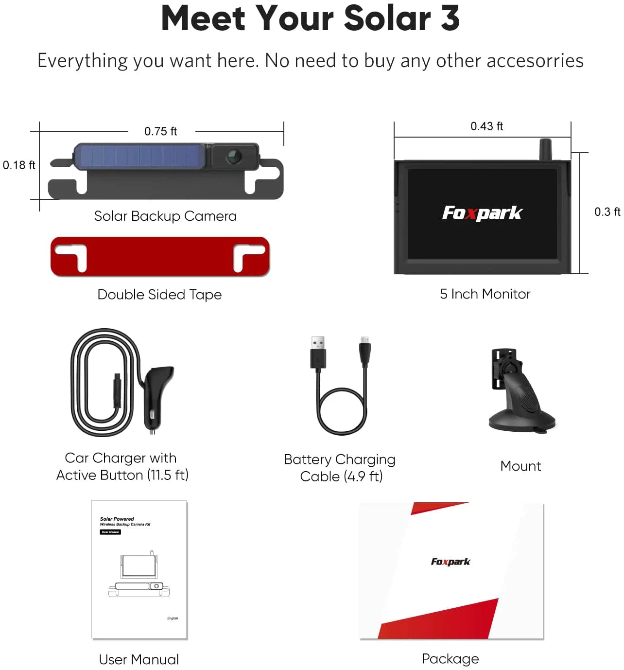 Backup for 2 Solar Charging Up Reverse Campervans, View Wireless Channel Solar Camera Back Truck Van Cameras for RV Camera Rear System Digital