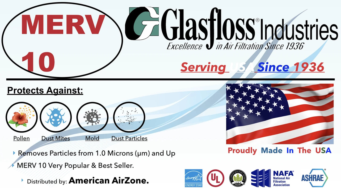 AC HVAC In - Office - Home of Filter Filter or 10 USA. 2" - The - Air or Made Filter Furnace 10x24x2 - Air Pleated Air Glasfloss - MERV 4) (Pack