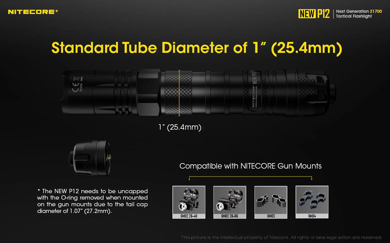 - CREE Pressure New P12 Switch w/RSW3 Version Flashlight Nitecore Combo: LED Lumens Tactical 1200 V6 HD - XP-L