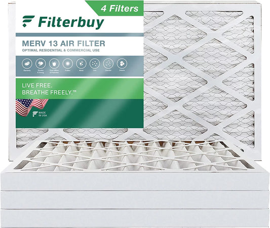 (4-Pack) Air HVAC Furnace 13 Filterbuy AC Pleated MERV Filters 12x36x2