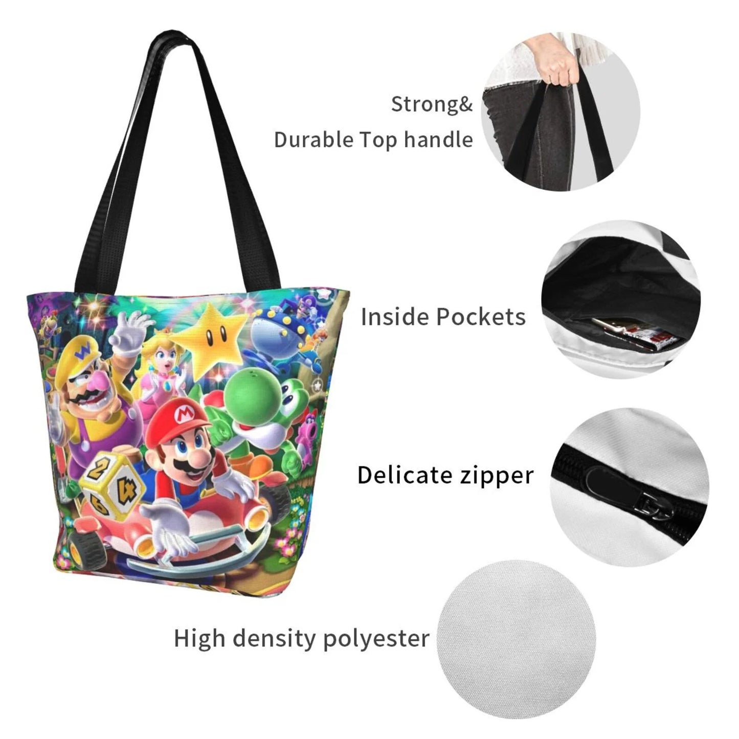 Women's Large Business Work Mario Super Tote For Handbag Capacity Poster Shopping Bag Beach Travel Shoulder School