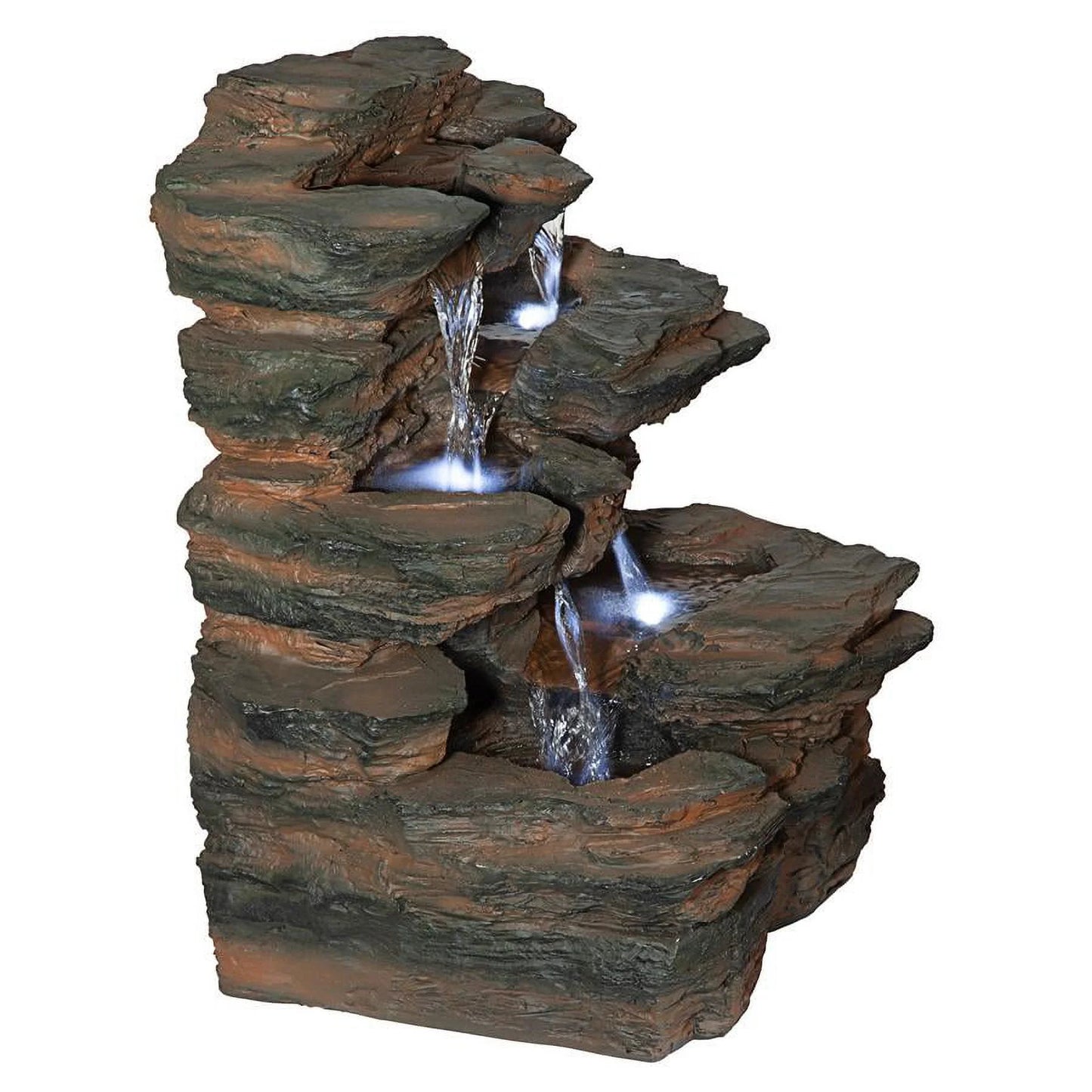 Cascading Fountain Illuminated Ramrod Tabletop Bluffs Design Toscano Waterfall