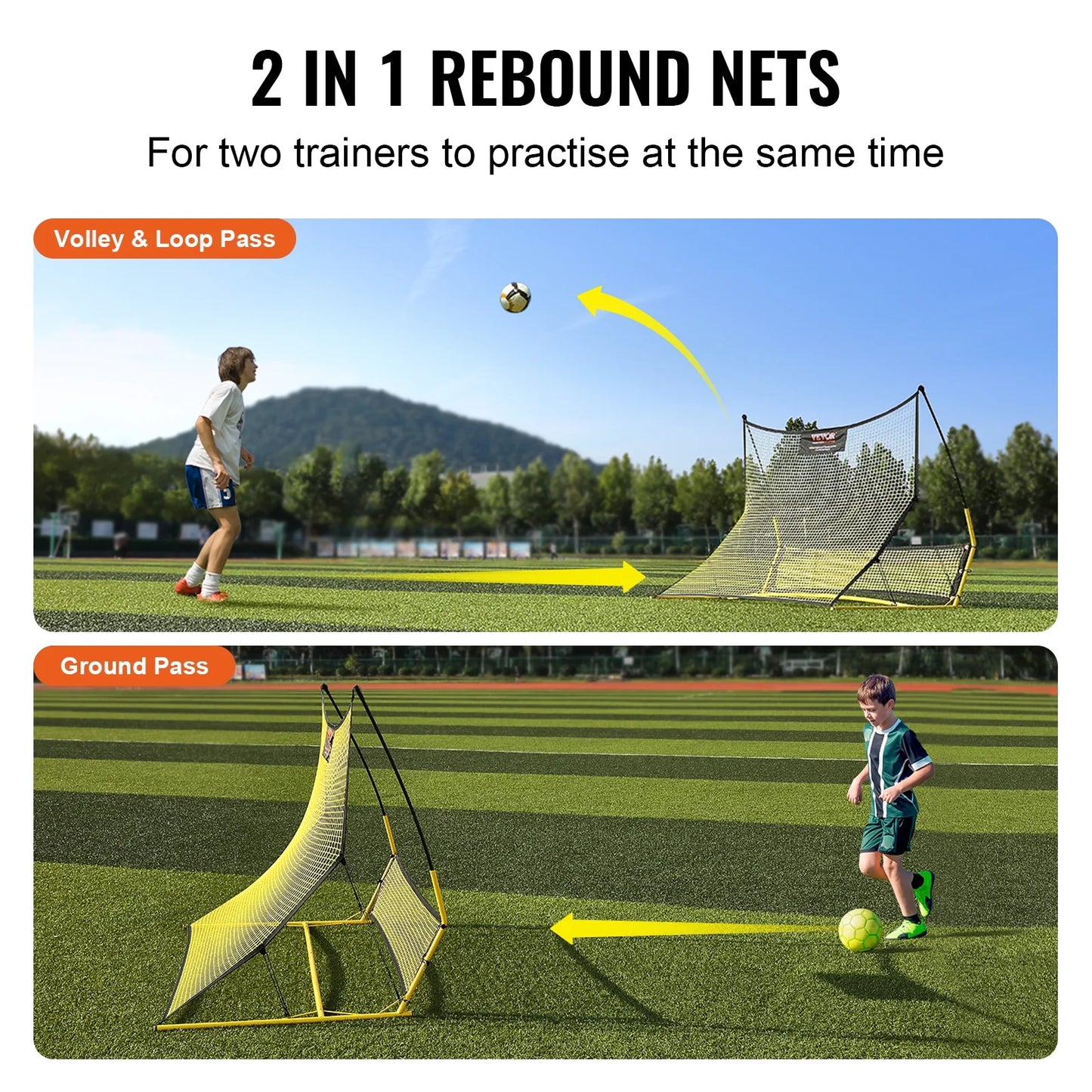 Portable Trainer Rebounder BENTISM Portable Soccer Soccer 2-IN-1 71"x40" Net Bag