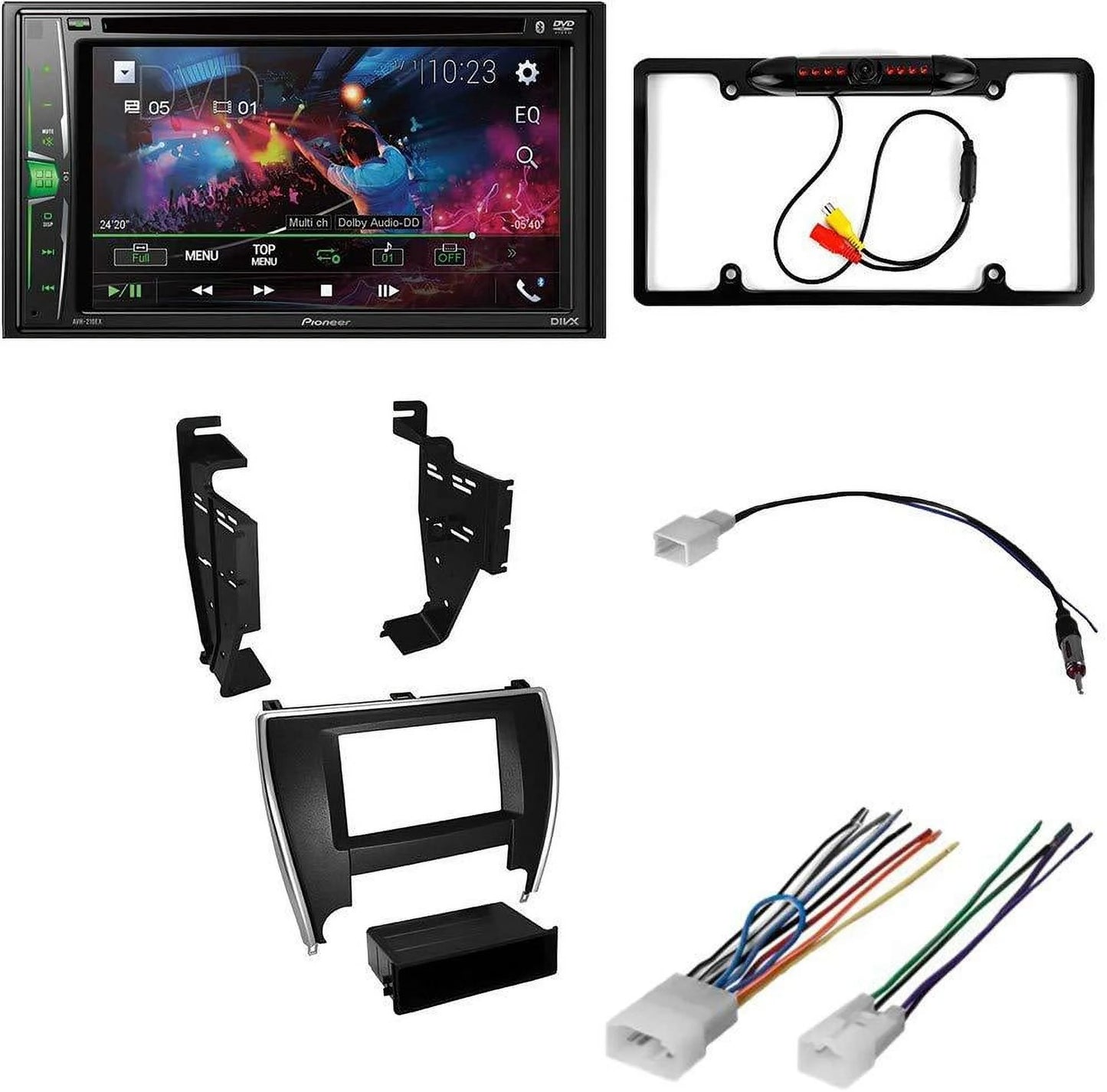 Stereo Camera/Installation Double Bundle Media KIT4954 DVD/CD Receiver 2015-2016 Bluetooth/Backup Toyota with Touchscreen WVGA Camry AM/FM Car 6.2" Pioneer Digital W/ Kit/in-Dash DIN for