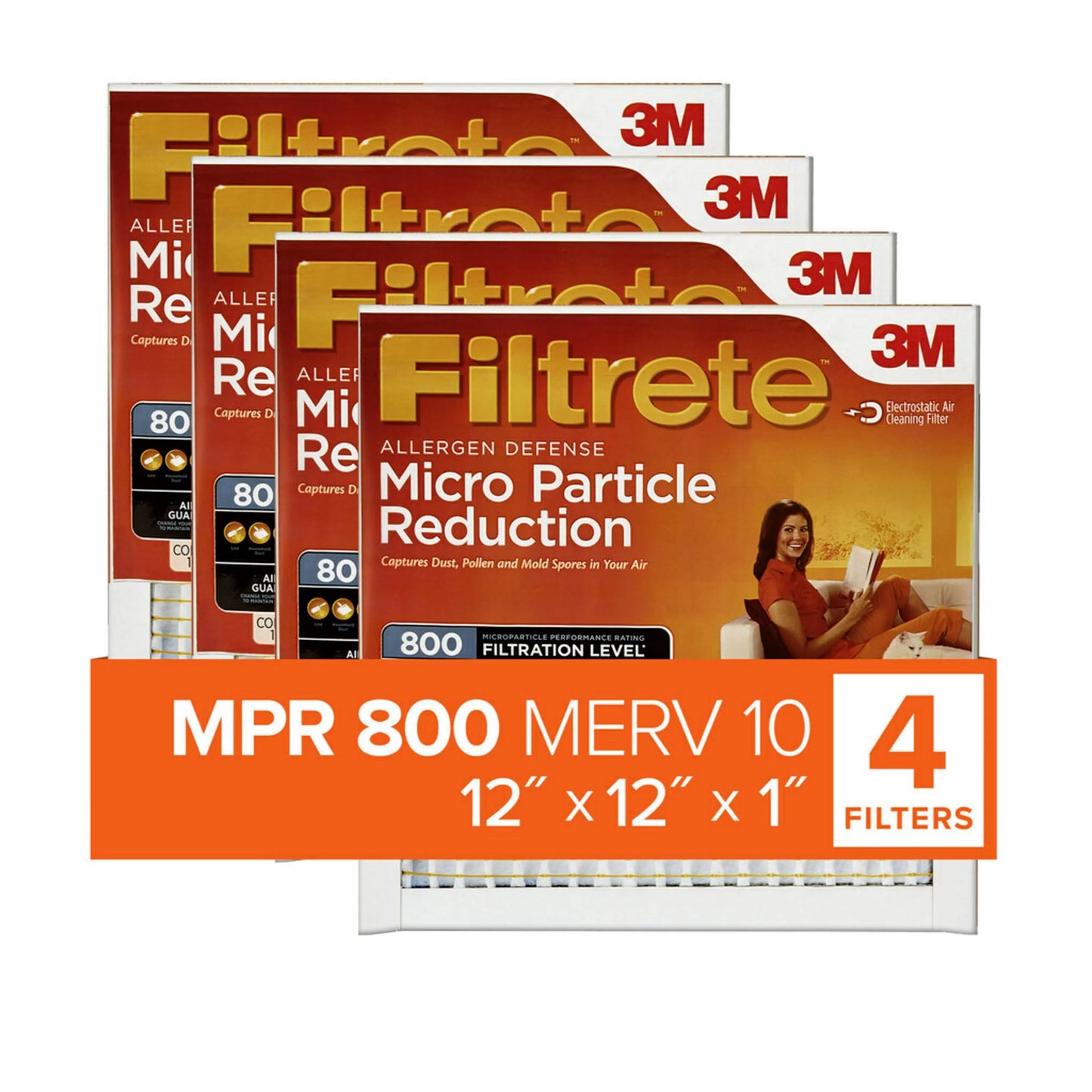 10, Reduction, Particle Filtrete Filters MPR 4 Micro 800 Filter, 12x12x1 MERV Air