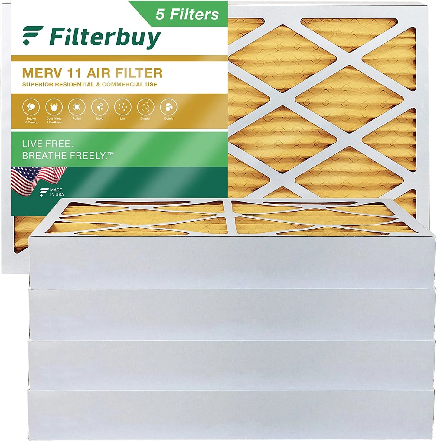 (5-Pack) 11 Filterbuy HVAC AC Furnace MERV Air 10x25x4 Filters Pleated