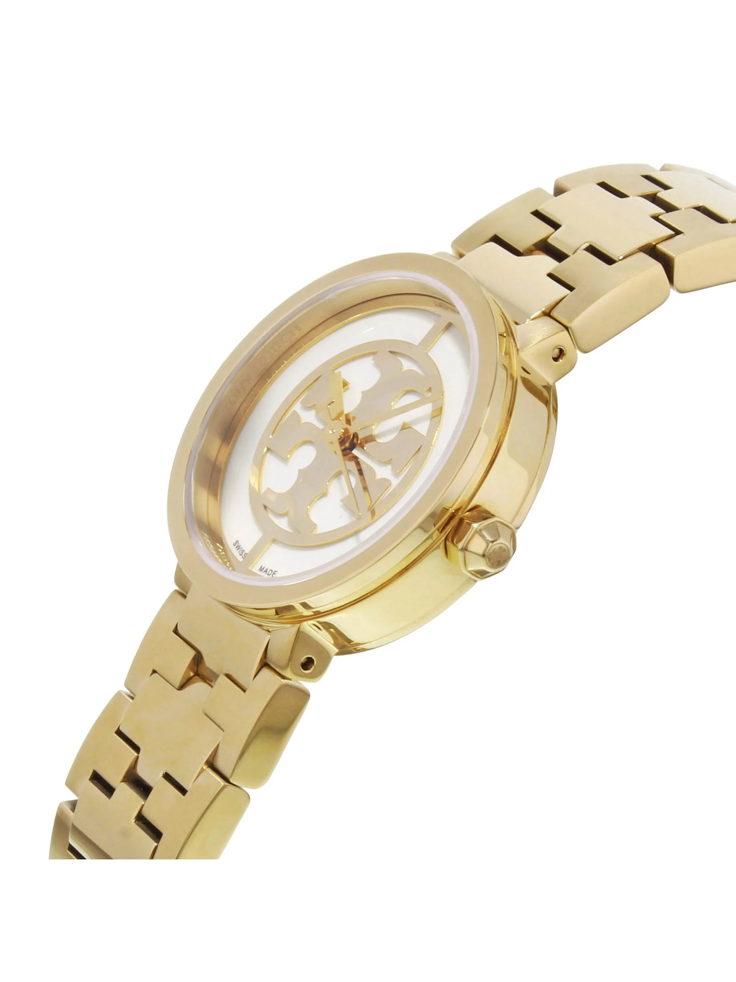 Tone (Good) Gold Burch Quartz Steel Stainless Ladies Reva Tory TRB4030 Watch Pre-Owned 21mm