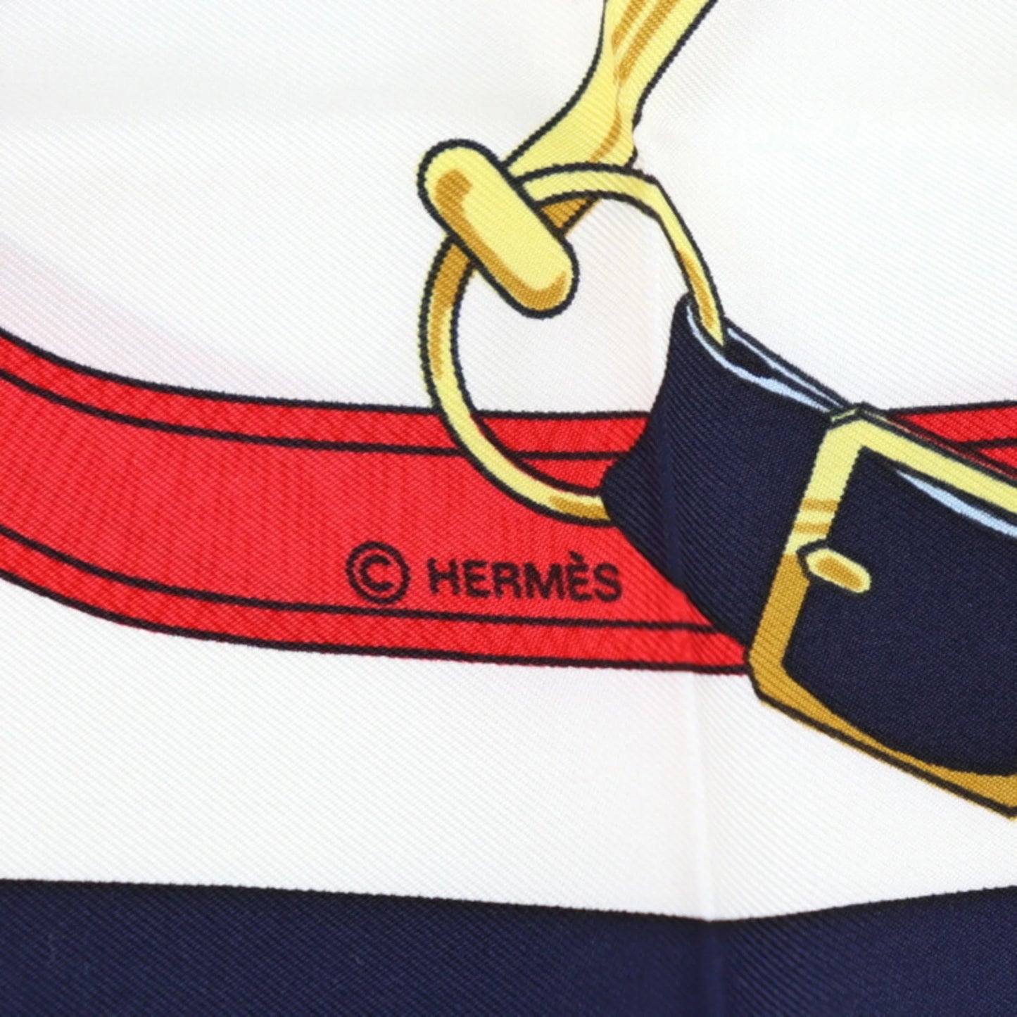 Silk d’or Eperon Blue Spurs Pre-Owned Carre90 Multicolor Golden Scarf New) HERMES (Like