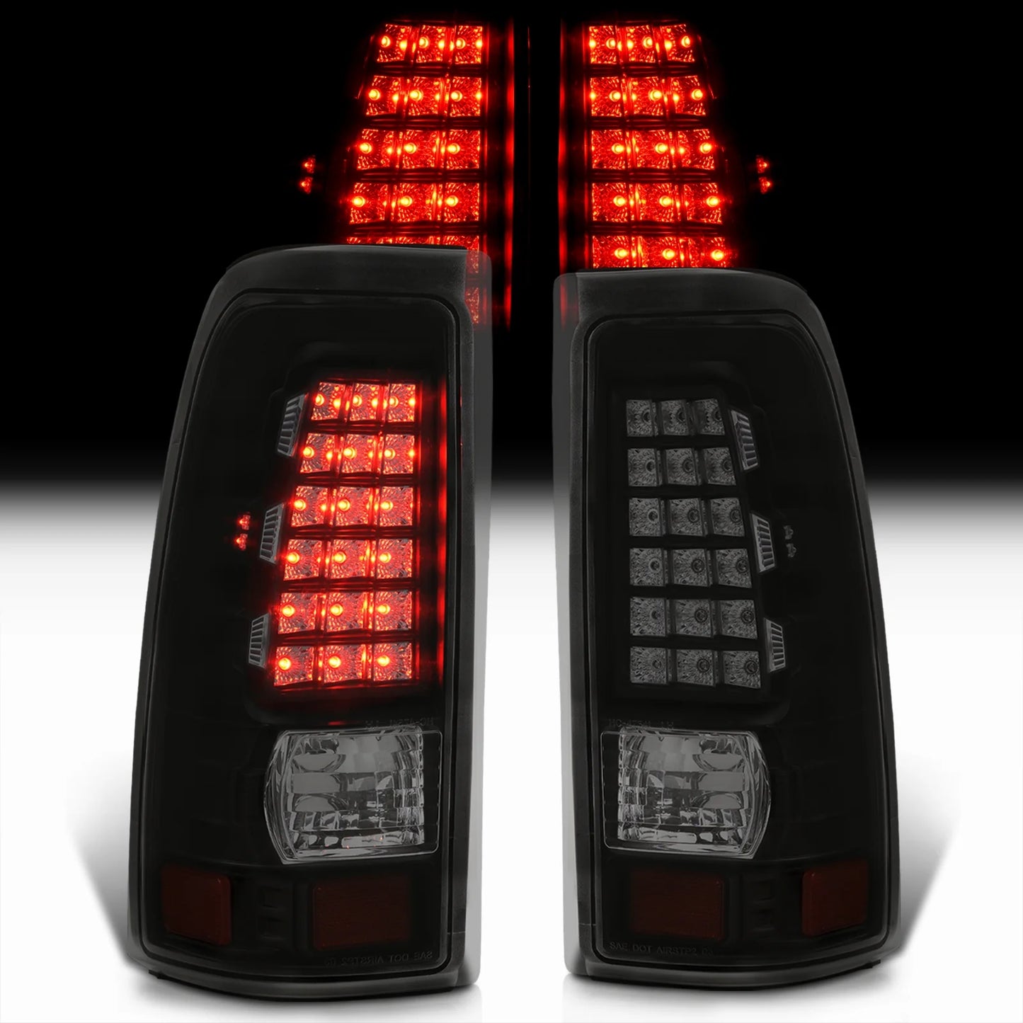 Silverado Brake 2002 Fleetside 2005 Tail Chevy Driving Lens AJP Lamps Sierra Smoked For 2006 2004 LED 1999 2003 Pair Lights 2001 Signal Housing Compatible/Replacement Distributors Black 2000 Stop GMC