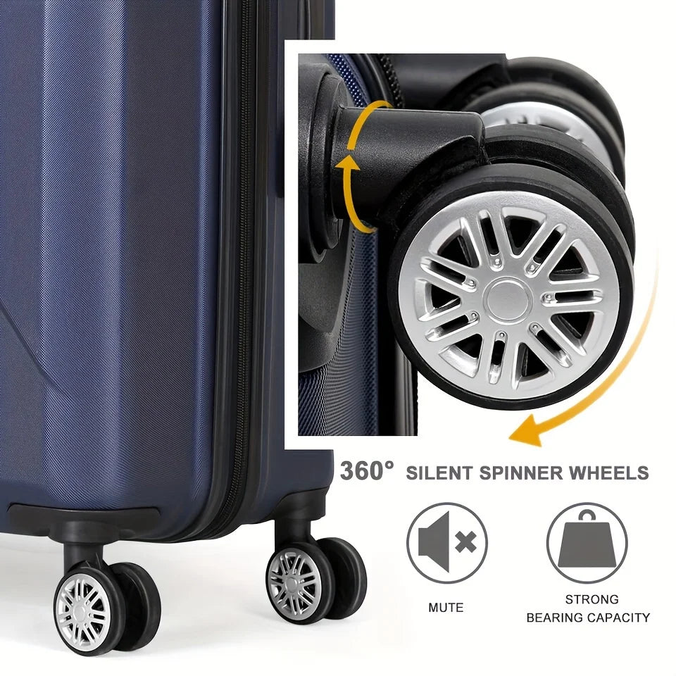 20-Inch Surface, Carry-On Wheels 20 Inch For Spinner And Suitcase Travel - Business, Luggage Hardside Scratch-Resistant Blue With Lock Four