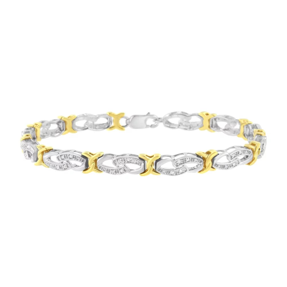 and (I-J, cttw Gold Sterling Link 1/4 10k Plated Size Yellow - Silver I2-I3) 7.25 Diamond Bracelet Infinity X