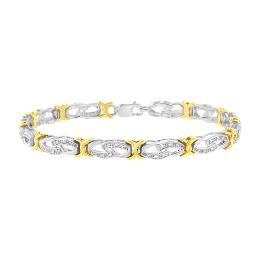 and (I-J, cttw Gold Sterling Link 1/4 10k Plated Size Yellow - Silver I2-I3) 7.25 Diamond Bracelet Infinity X