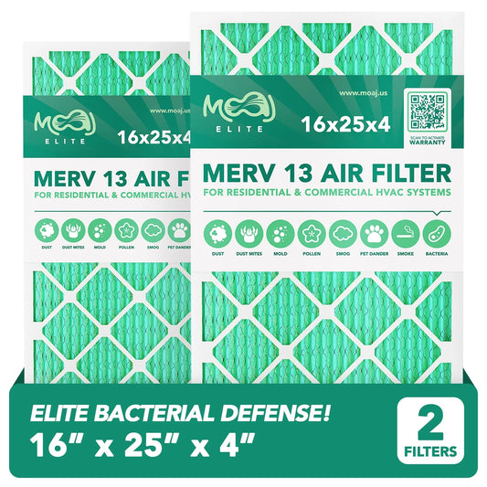 Bacterial 16x25x4 x Pleated Actual Air Applications AC Furnace | Elite (2-PACK) USA & | | BASED IN x for 13 15.88" Filter & Viral Filters | | MERV MOAJ Defense Replacement Dimensions: 24.88" 4.31" Air