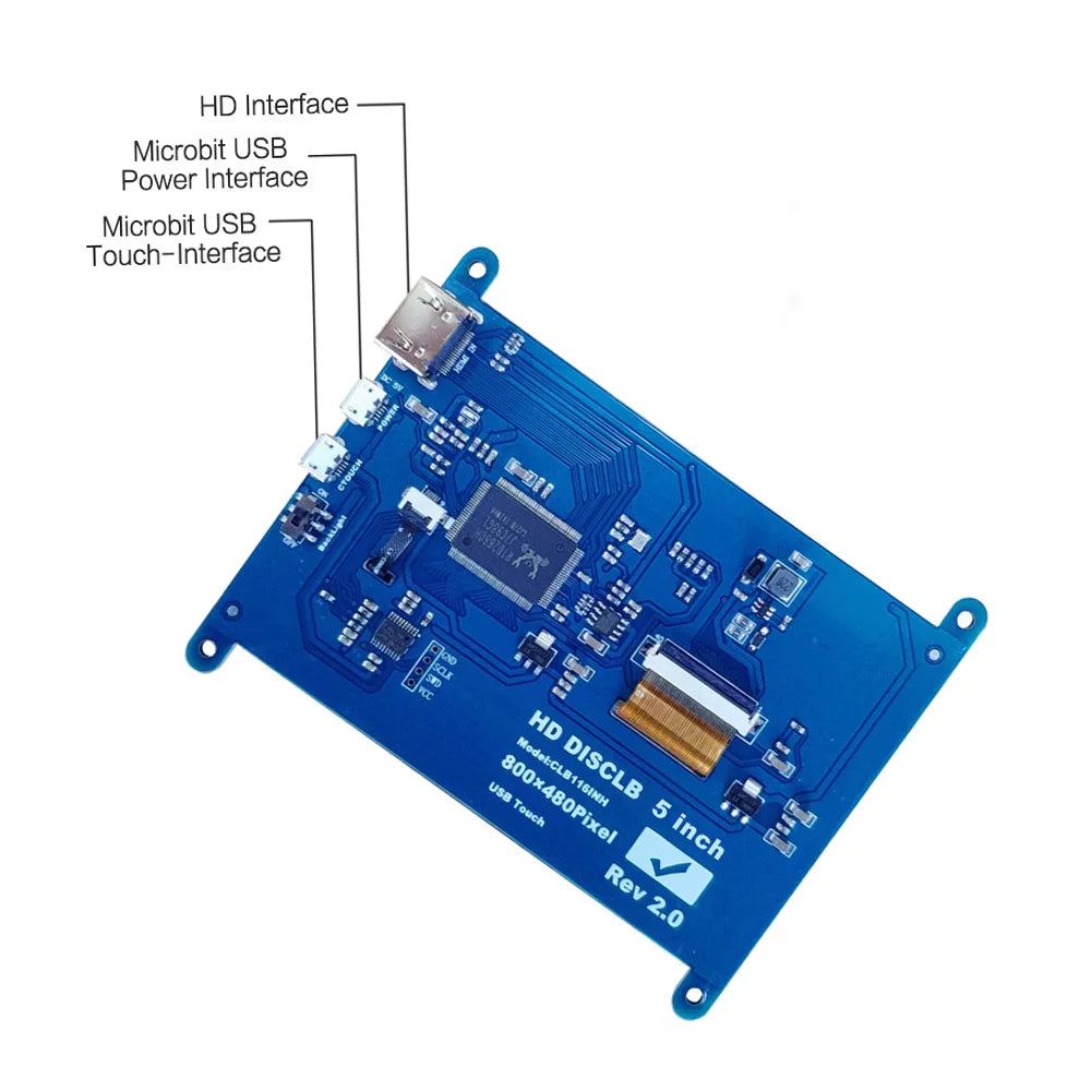 Display USB Pi Resolution Monitor Touchscreen Tool Capacitive 800*480 HD Portable with Raspberry Small HD 5 CACAGOO with Inch Interface Educational Compatible