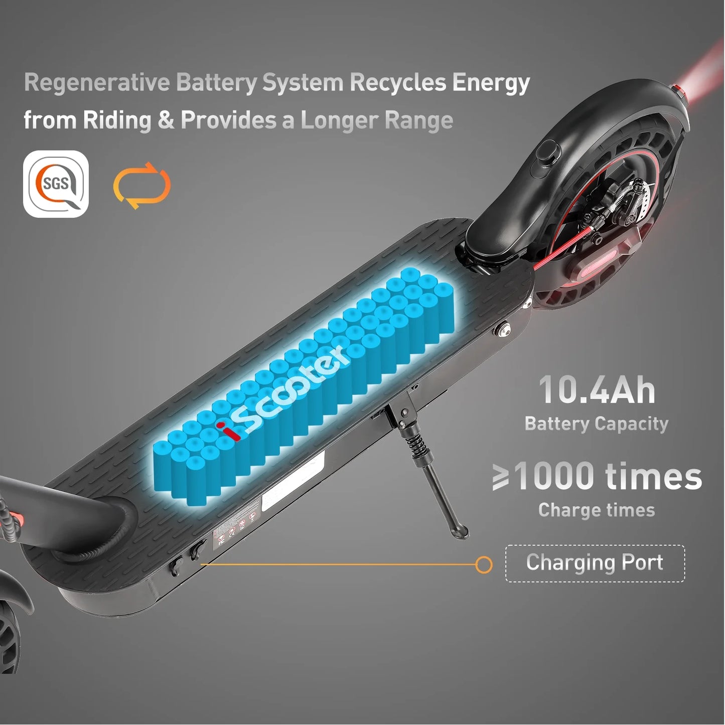 500 Solid System Commuting 18-25 Max with Max In Battery W Portable Foldable Double km, Speed Electric Scooter, iScooter Adults,10 for Miles Motor Tires, Braking and Long-Range 30