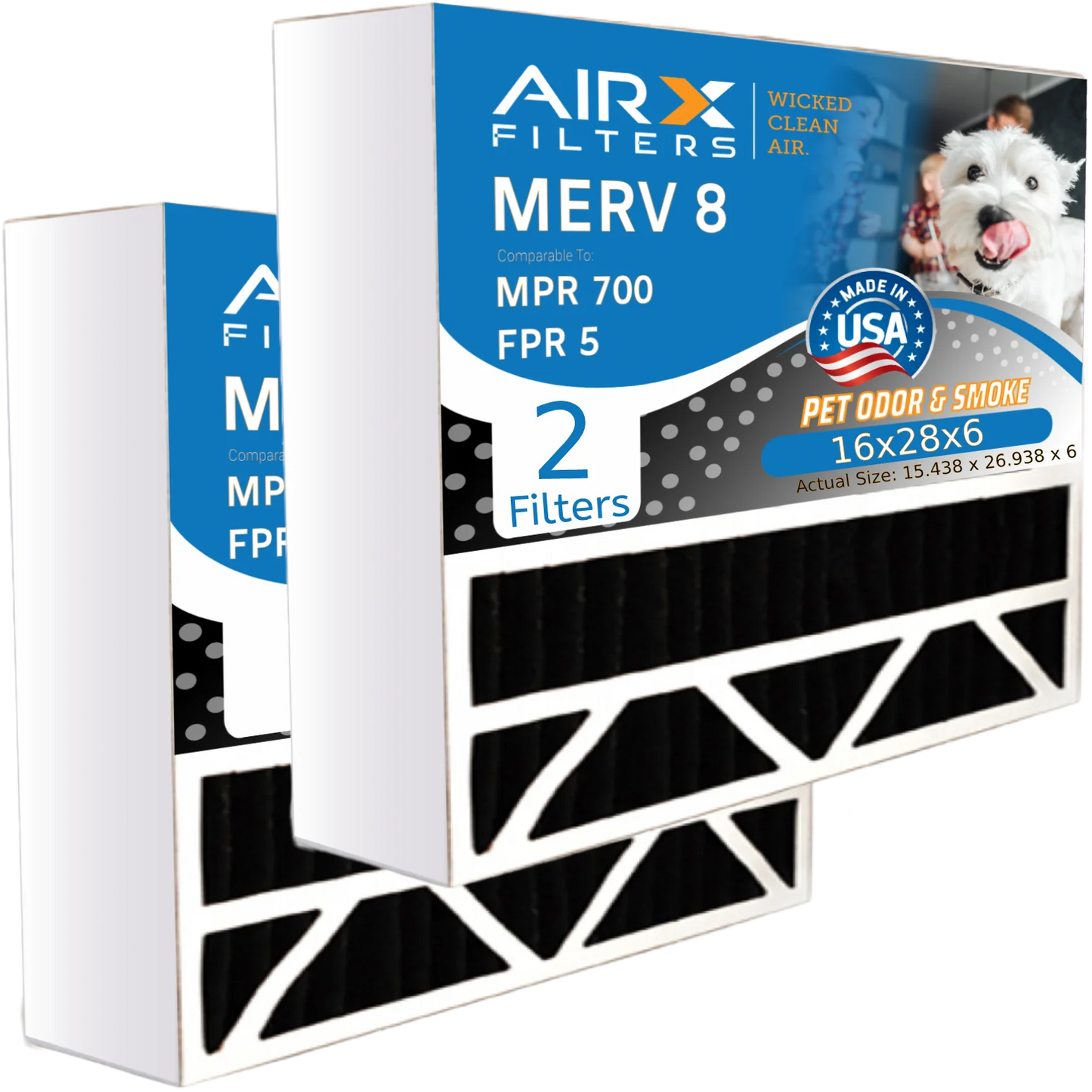 Air 2 401 AIR. 700 Odor MERV & CLEAN AIRX Aprilaire FILTERS FPR to Comparable 8 16x28x6 by MPR WICKED Compatible Filter Carbon Filter Eliminator 5 with Pack