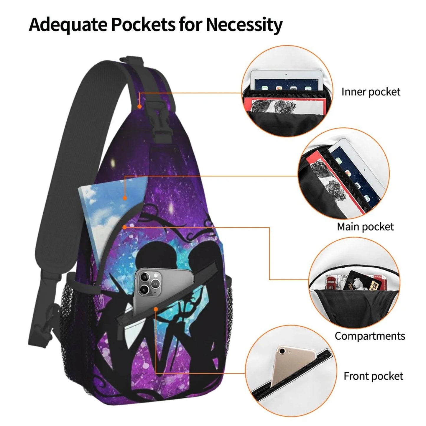 Crossbody Bags Gifts Men For Travel Chest Shoulder Christmas The Unisex Daypack Hiking Nightmare Sling Women Before Backpack Bag