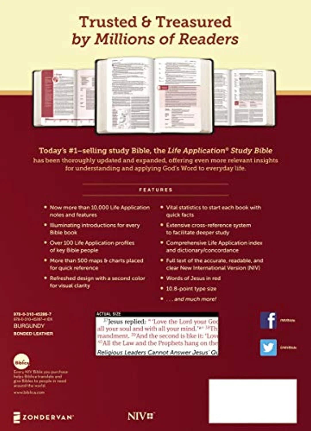 - NIV Application Bible Third Bonded - Edition, Apr Zondervan Study - Life Leather Print Large Burgundy 2020