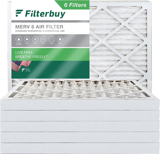 Filterbuy (6-Pack) AC Pleated Air MERV 25x32x2 HVAC 8 Furnace Filters