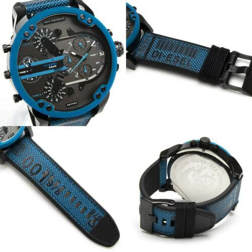 TIME MR. DZ7434 NEW BLUE 4 NYLON WATCH BLACK DIESEL CHRONOGRAPH MEN'S 2.0 DADDY