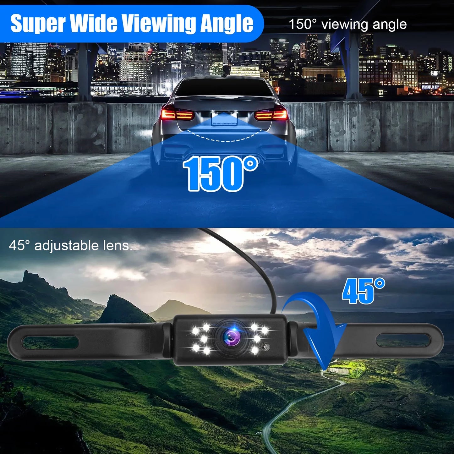 Monitor TSV Camera, Dash License 150° 1080P with Plate Vision, Car Driving Mirror 5" Camera View Night Mirror Parking Backup Recorder G-Sensor, Rear Camera, Rear Waterproof Cam,