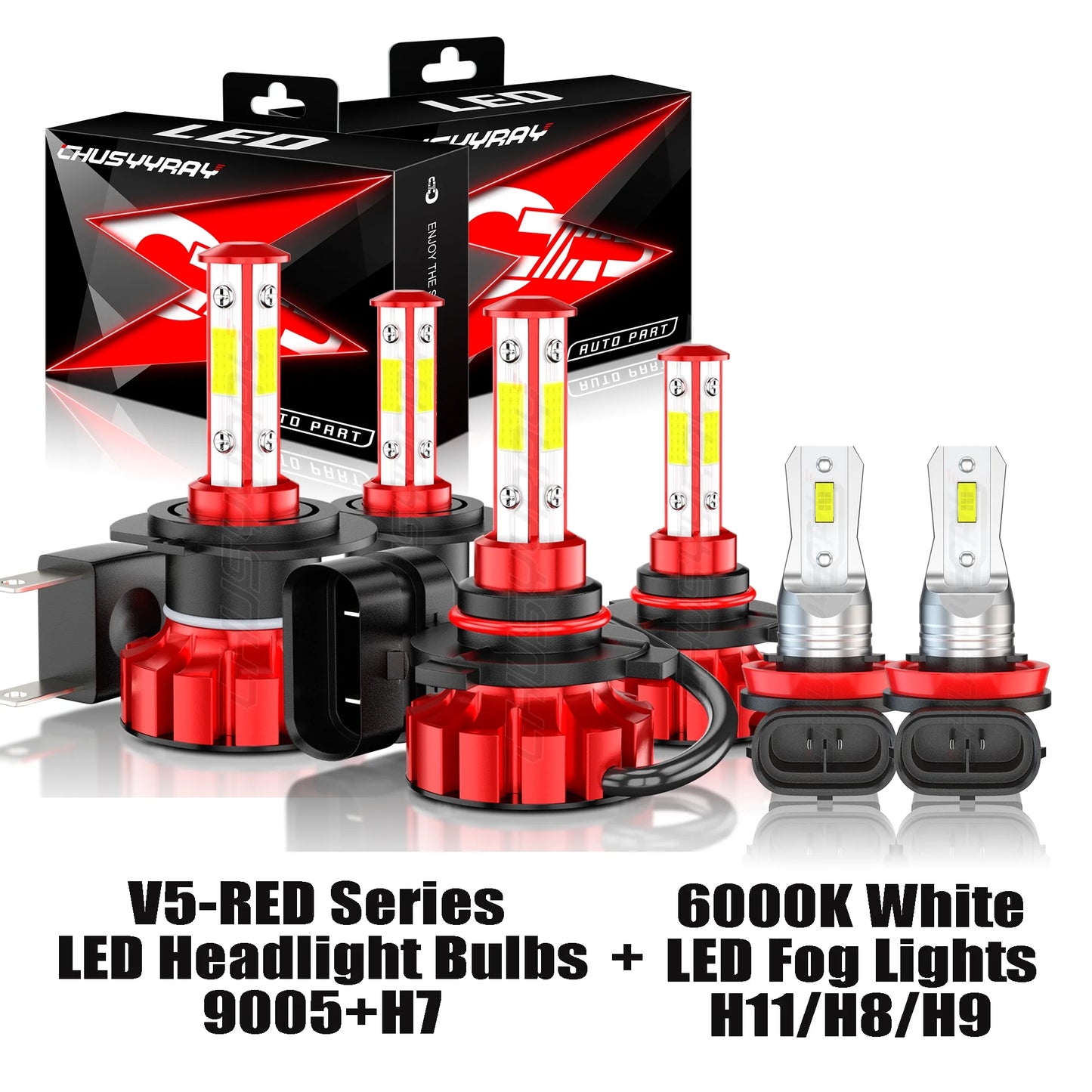 6X 2011 CX-7 for Headlight H8/H9 Fog Fit Bulb Mazda 9005+H7 2007-2009 Kit High/Low 2010 LED