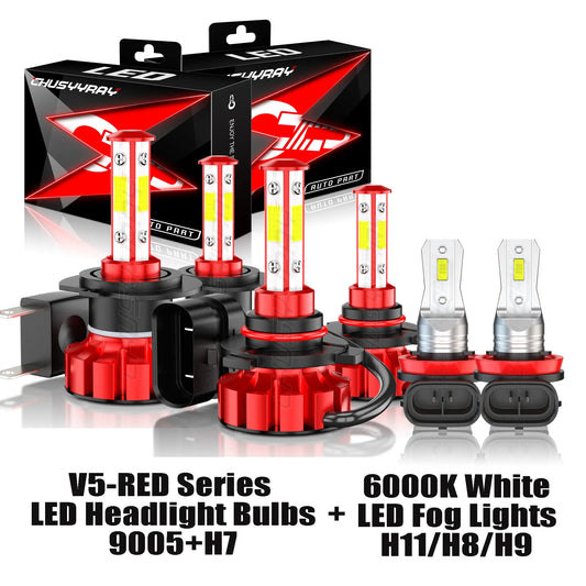 6X 2011 CX-7 for Headlight H8/H9 Fog Fit Bulb Mazda 9005+H7 2007-2009 Kit High/Low 2010 LED