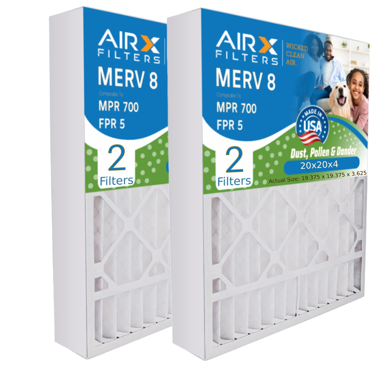 Premium by 8 FILTERS AIRX 700 WICKED CLEAN Filter Made Pack & USA FPR MERV Filter Comparable AC 20x20x4 2 to Air MPR HVAC Furnace AIR. 5 20x20x4 Filters