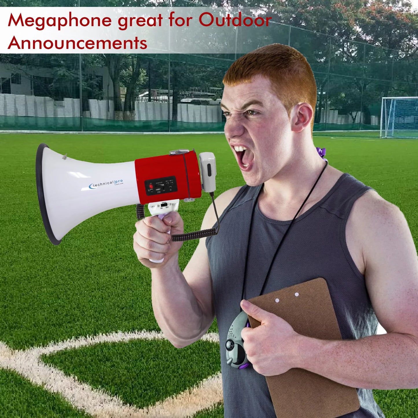 PA Megaphone Voice Outdoor - Microphone, Cheer Portable w/Detachable Technical And Strap 75-Watt Police for Siren Bullhorn Red leading Professional Bullhorn Detachable Lightweight Pro - Speaker