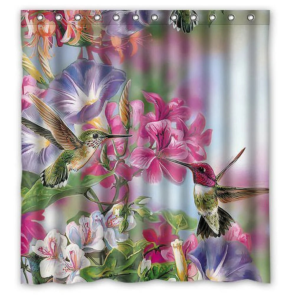 Shower Hummingbird Fabric Decorative Honey Inches Curtain Size Morning HelloDecor 66x72 Bathroom Curtain Glory Gathering Polyester