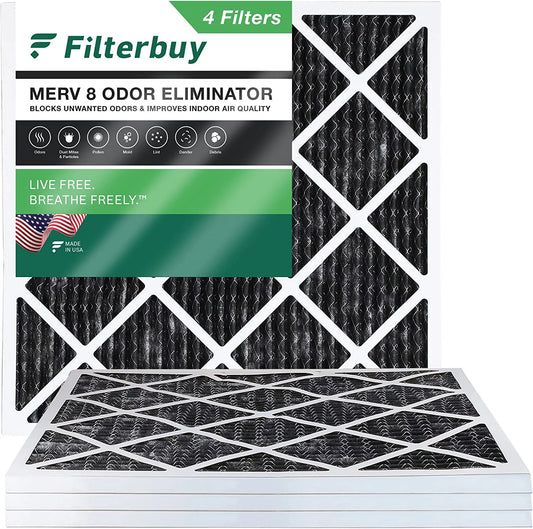 with (4-Pack) Furnace 8 Filterbuy Eliminator Air Odor HVAC Carbon Activated Filters Pleated 25x25x1 MERV AC